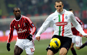 The best player of Juventus Giorgio Chiellini in a middle of the action