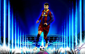 Защитник Барселоны Херард Пике с мячом