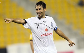 The football player of Al Sadd Raul Gonzalez is laughing