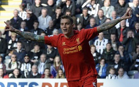 The football player of Liverpool Daniel Agger scored a goal