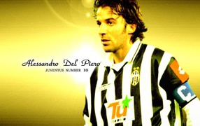 The football player of Sydney Alessandro Del Piero on yellow background