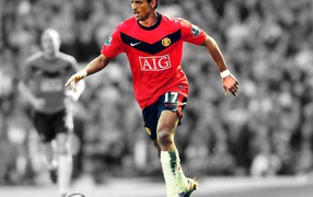 The halfback of Manchester United Luis Nani with a ball