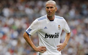 The legend of football Zinedine Zidane in one of his games