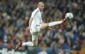 The legend of football Zinedine Zidane is hitting the ball