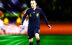 The player of Barcelona Andres Iniesta on the field