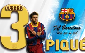 The player of Barcelona Gerard Pique on white background