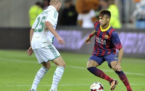 Игрок Барселоны Неймар на поле