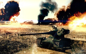 World of Tanks: tank under the rain of fire