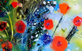 Abstract poppies