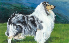 A painting of a collie