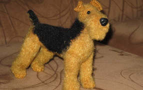 Knitted toy Airedale