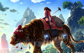 Девушка на тигре