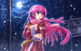 Девочка зимней ночью