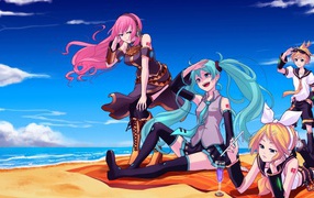 Подруги отдыхают на берегу