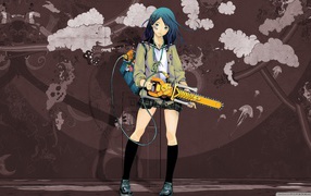 Девушка с бензопилой