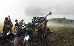 	   A shot from howitzers