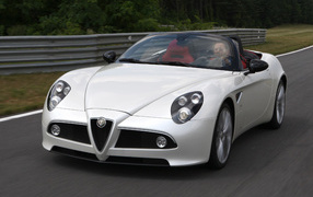 Car Alfa Romeo 8c spider on the road 