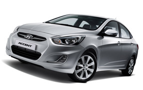 Hyundai Accent car on the road 