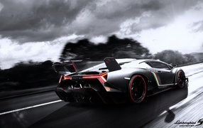Test drive the car Lamborghini Veneno 