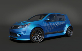 Автомобиль Ренаульт Sandero на дороге