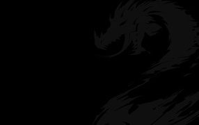 Black wallpaper with a dragon