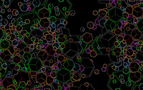 Черные обои с красочными фигурами