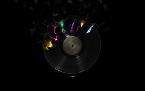 Черные обои с виниловым диском