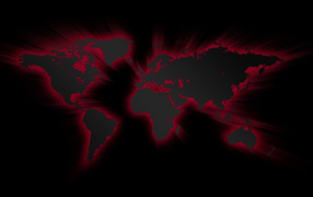 Fiery world map on black wallpaper