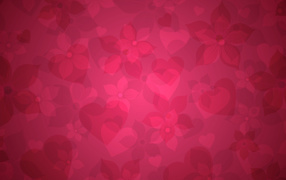 Сердечки на розовых обоях