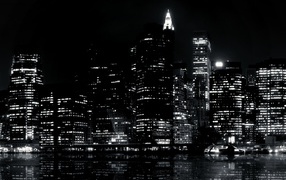 Ночные огни на черных обоях