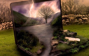 Ноутбук HP на природе