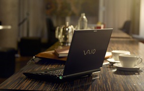 Ноутбук Сони на столе