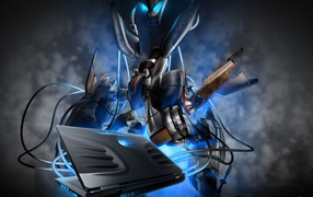 Робот с ноутбуком HP