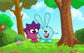 Игра в гольф в мультфильме Смешарики