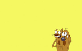 	   Catdog on a yellow background