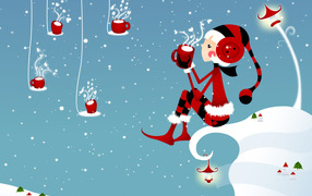 Девочка с чашкой чая на Рождество