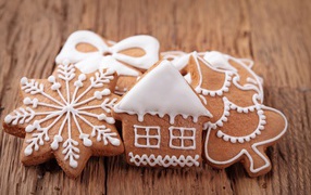 Рождественское печенье домик и елка