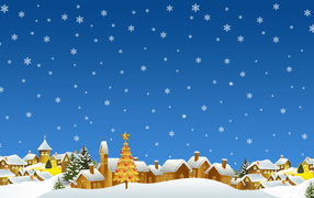 Снежная зима на Рождество