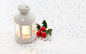 Белый фонарь со свечой