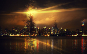 Городской пейзаж с рисунком