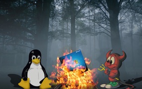 Linux burns Windows