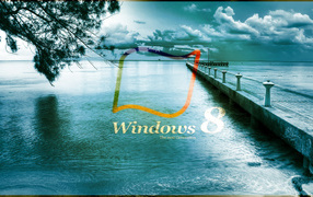 Windows 8 on a background of the sea