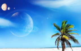 Пляж в фантастическом мире