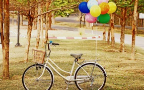 Bелосипед с корзиной и шарами