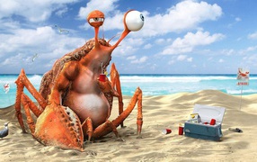 Краб на пляже