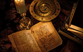 Old book and compass