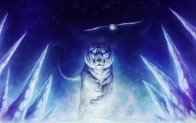 Картина с белым тигром