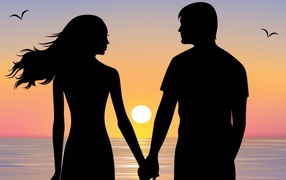 Влюблённая пара на берегу