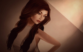 Темные волосы у девушки