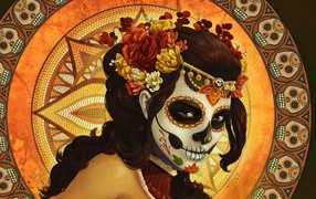 Девушка в страшной маске